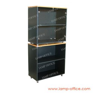 LK 165 CG ตู้เอกสารสูงบานกระจก-ล่างบานโล่ง ขนาด 80x40x165 Cm.
